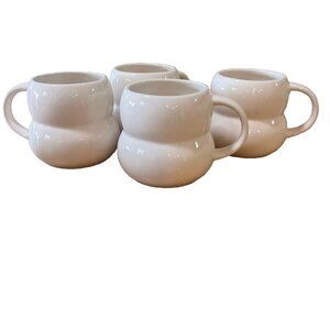 French Cafe Ceramic Hot chocolate Coffee Mugs Set Of 4 White